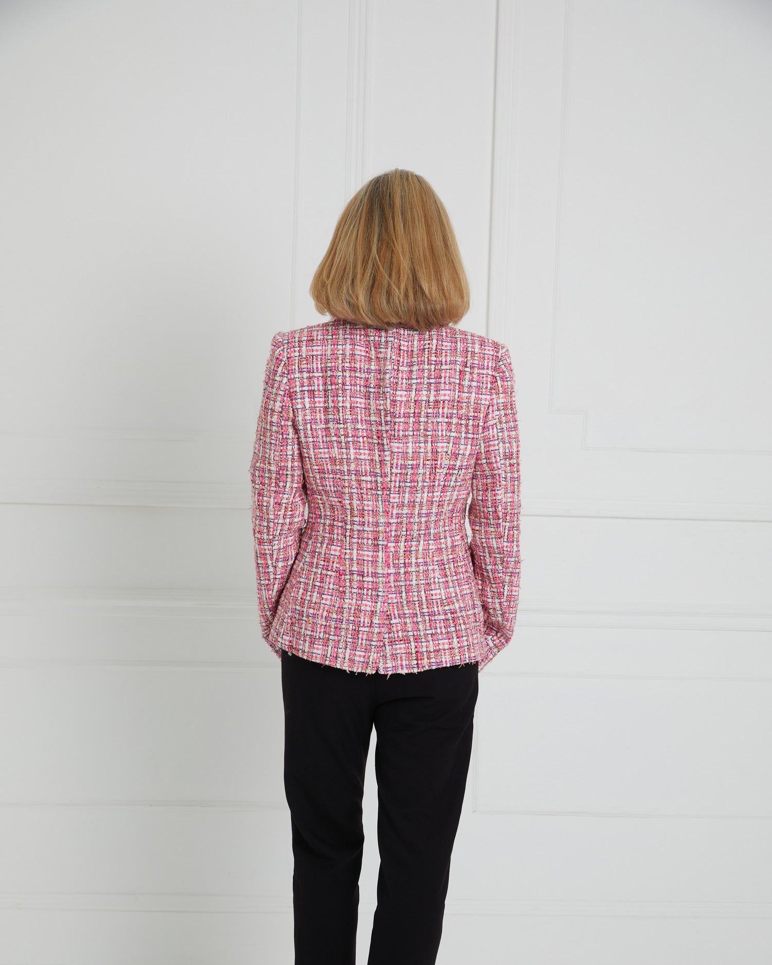 Fitted Pink Tweed Blazer