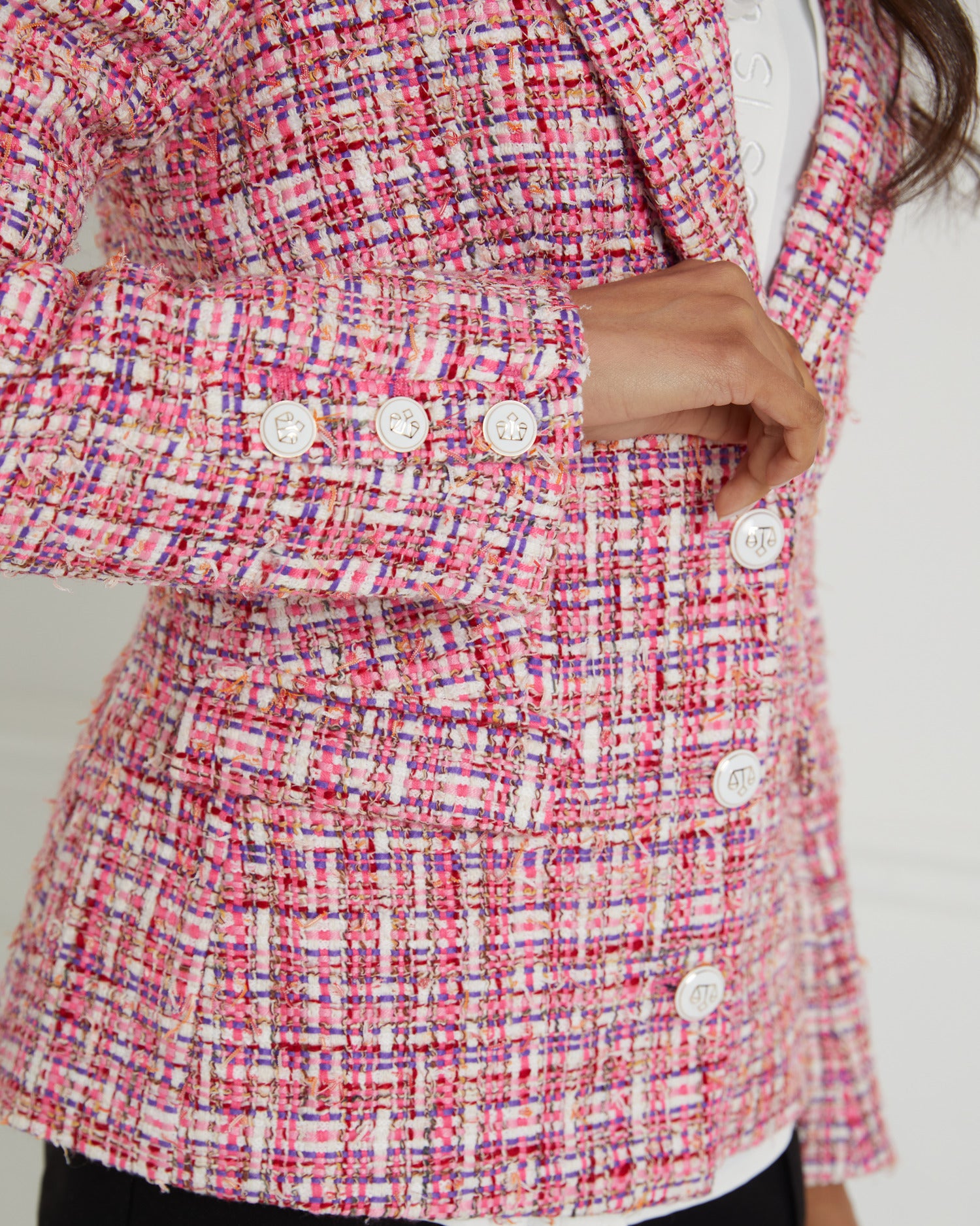 Fitted Pink Tweed Blazer