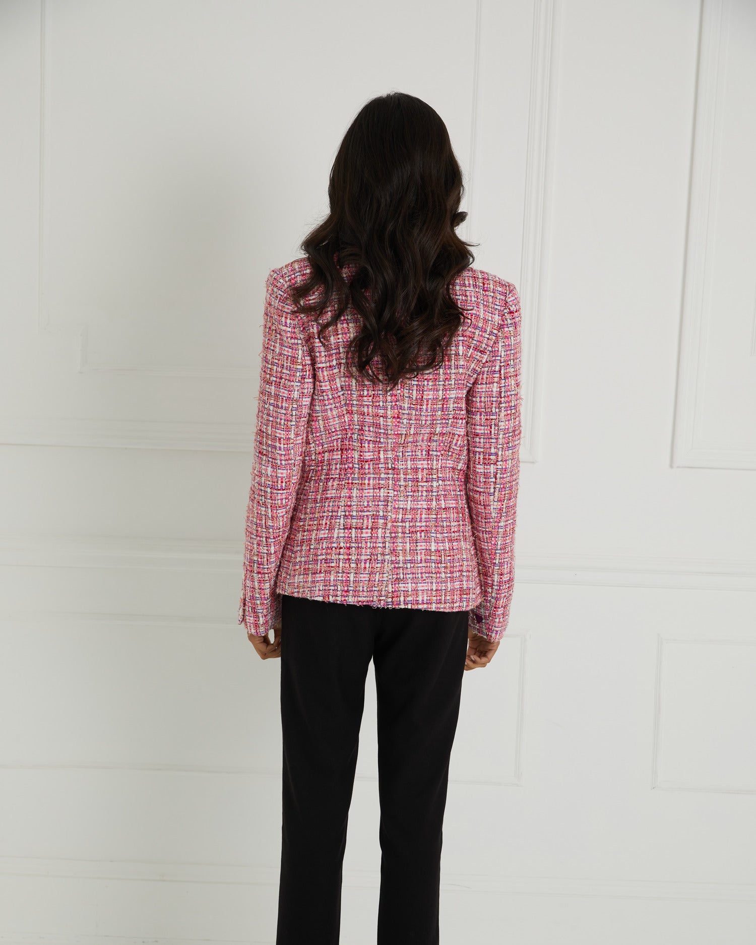 Fitted Pink Tweed Blazer