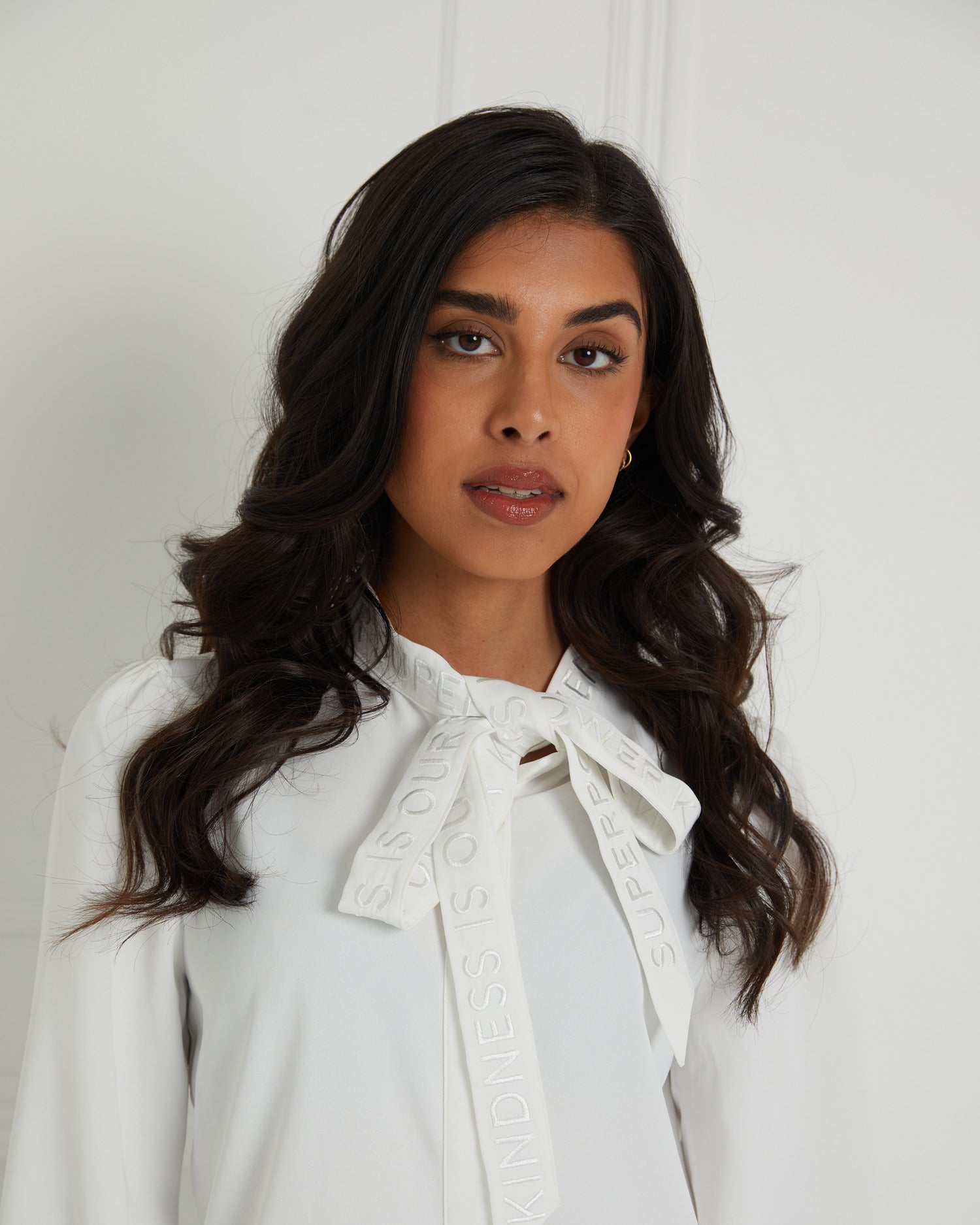 White Pussy Bow Blouse