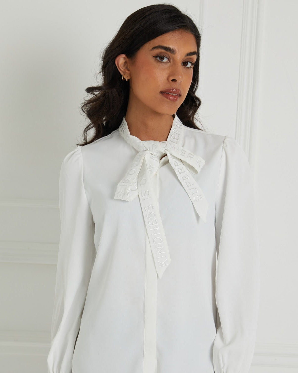 White Pussy Bow Blouse