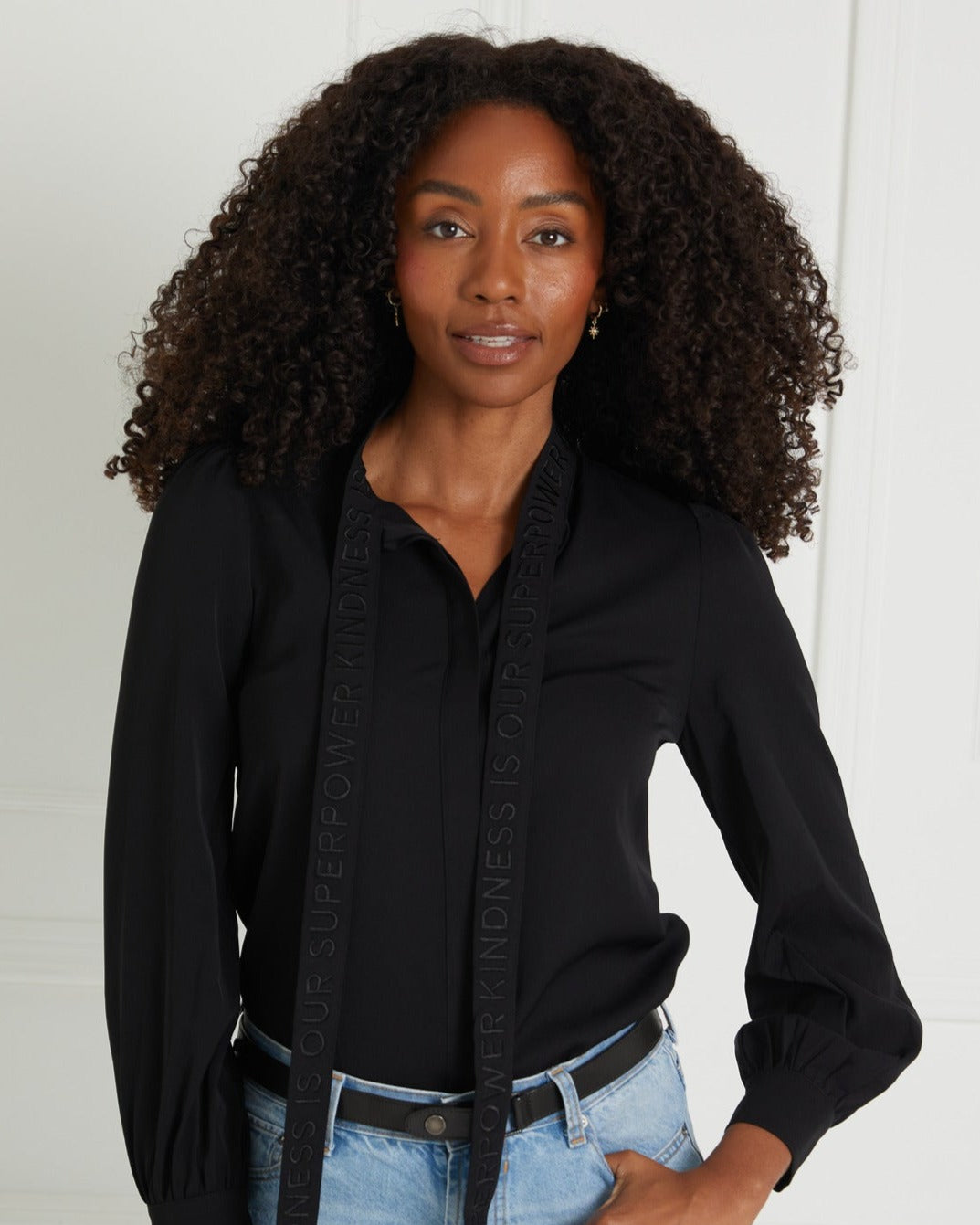 Black Pussy Bow Blouse