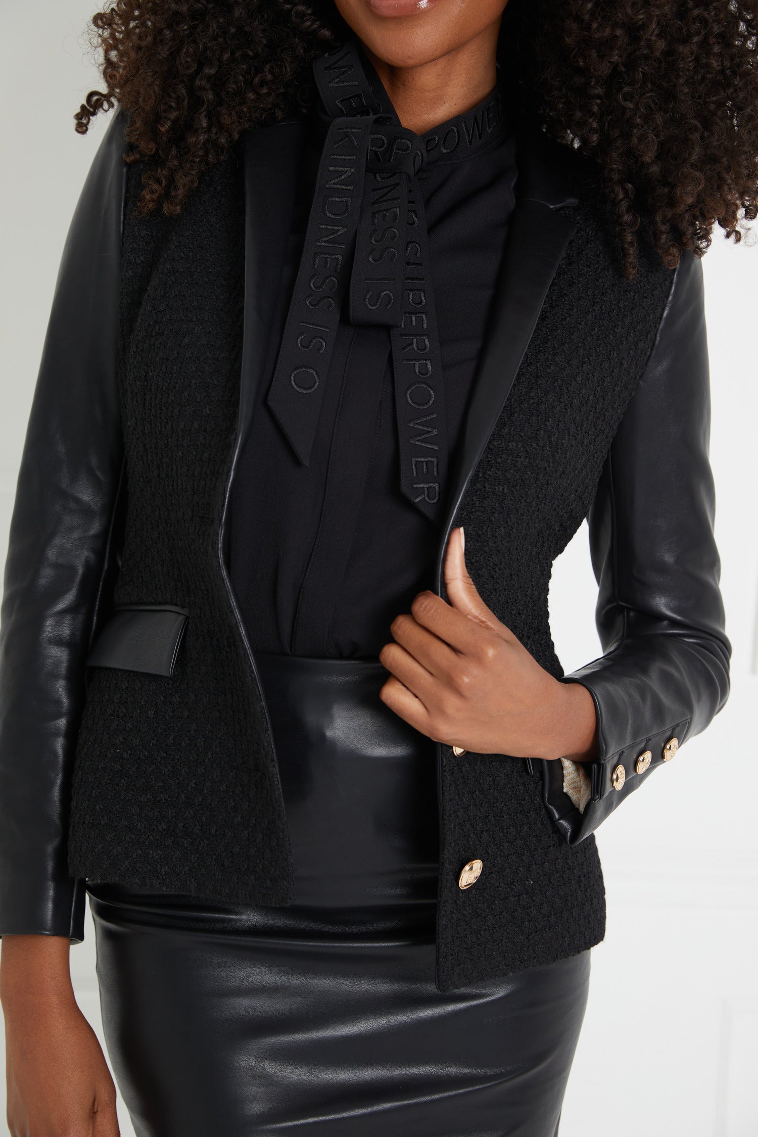 Black Pussy Bow Blouse