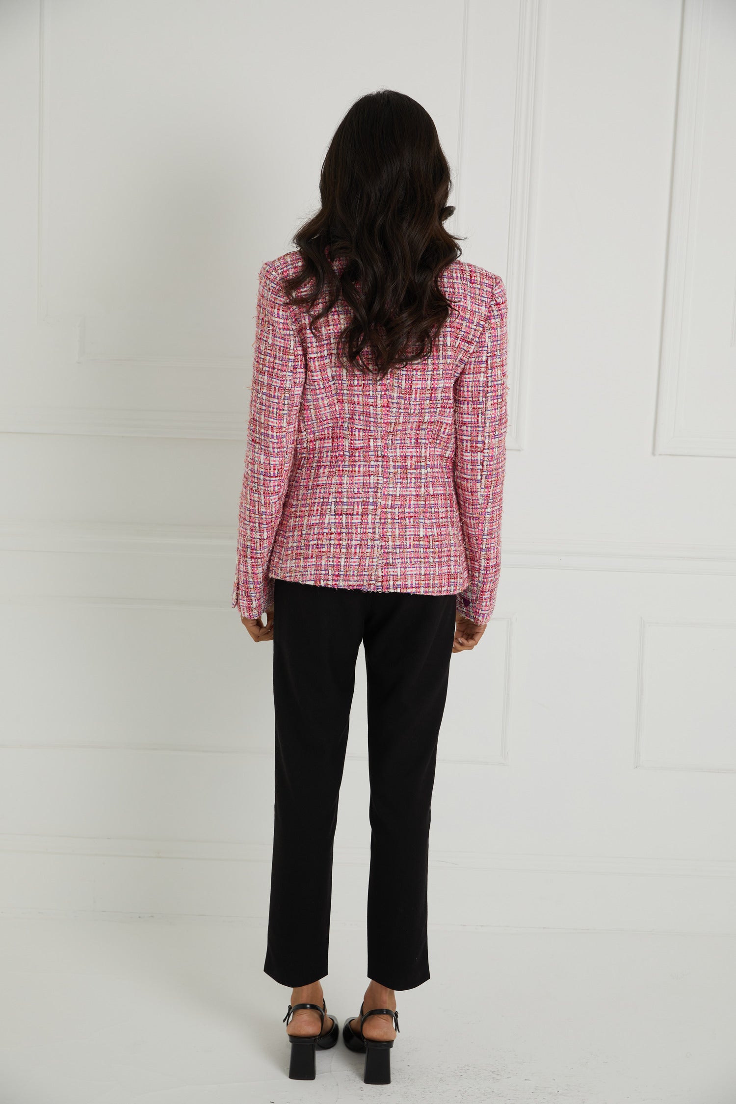 Fitted Pink Tweed Blazer