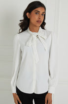 White Pussy Bow Blouse