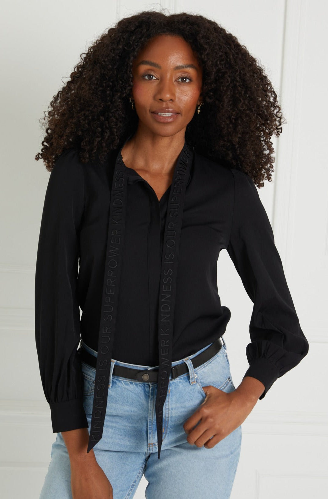 Black Pussy Bow Blouse