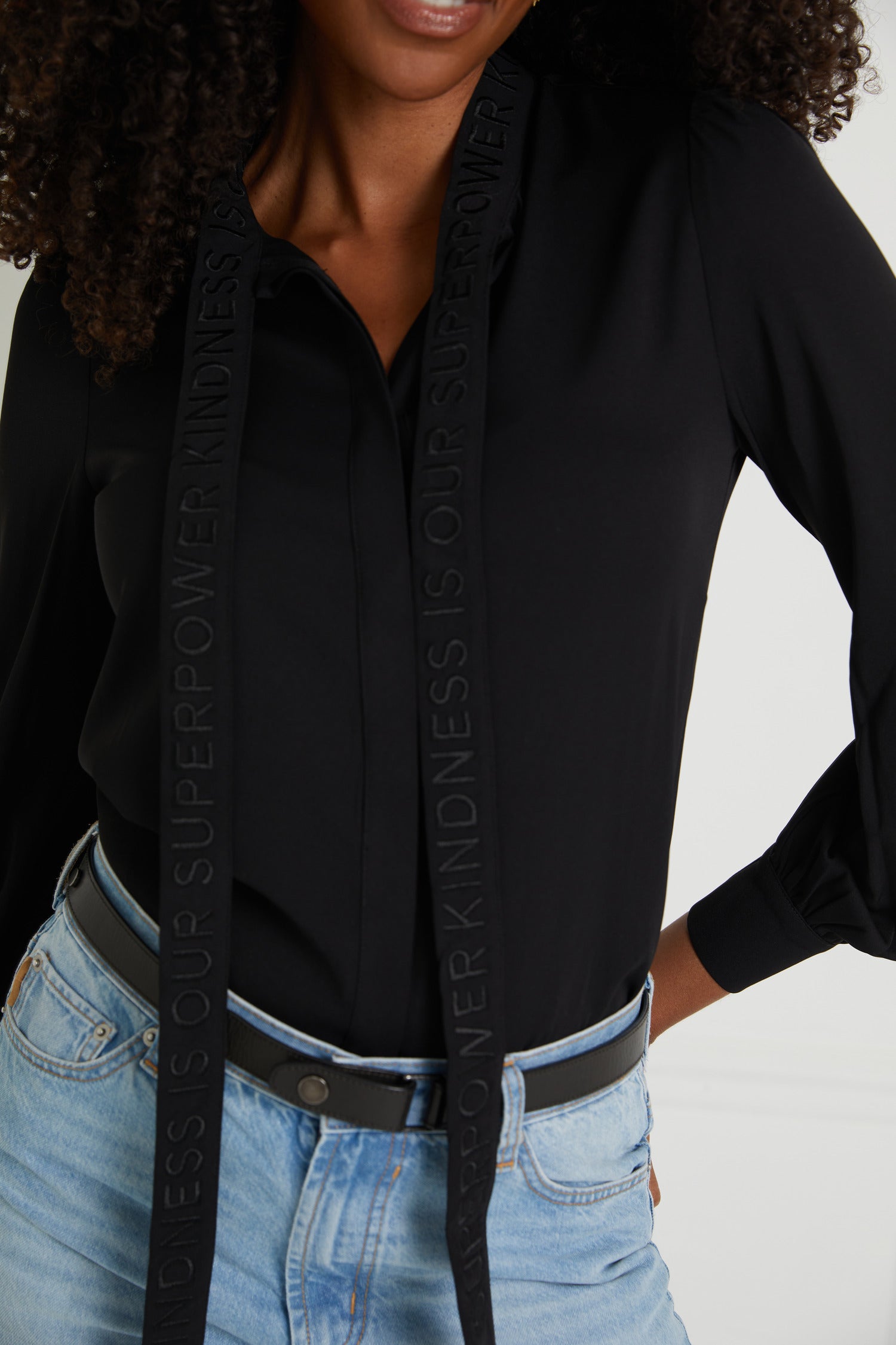 Black Pussy Bow Blouse