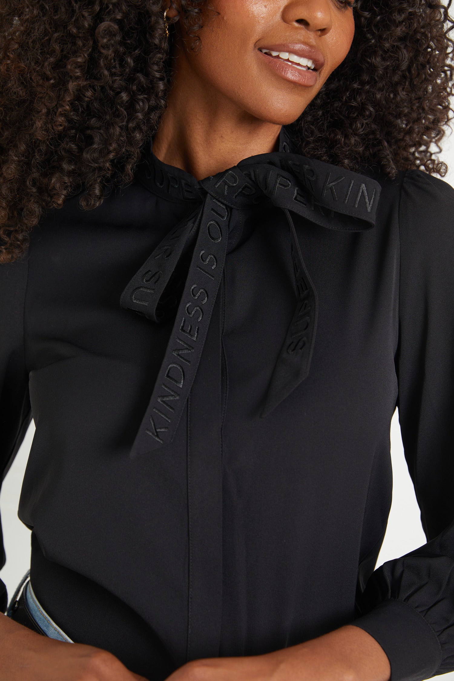 Black Pussy Bow Blouse