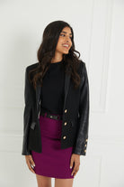 Black Wool and PU Blazer